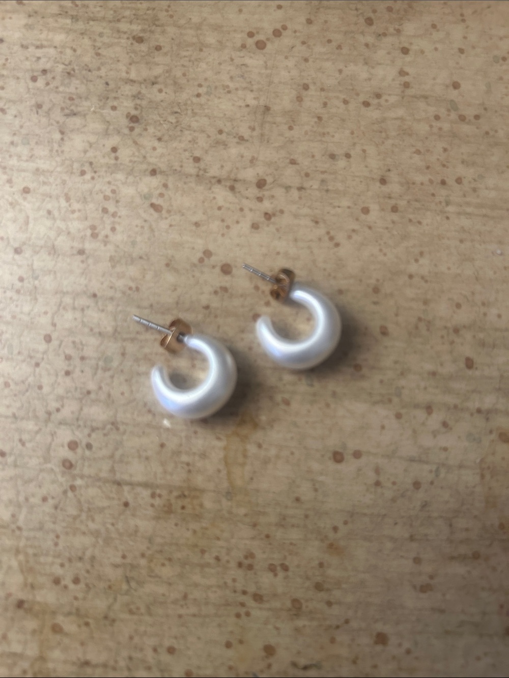 White Pearl Crescent Hoop Stud Earrings - Unbranded